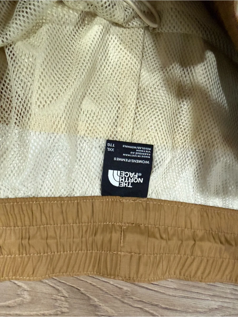 The North Face Men's Light Beige Shorts with Mustard Waistband